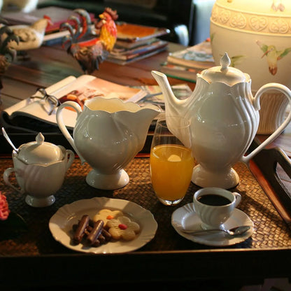 [14 PIEZAS] Juego de Café de Porcelana + Set de Individuales de Mesa de Regalo